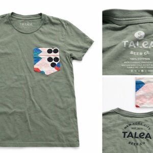 Olive Short Sleeve Pocket Tee with Geo Print